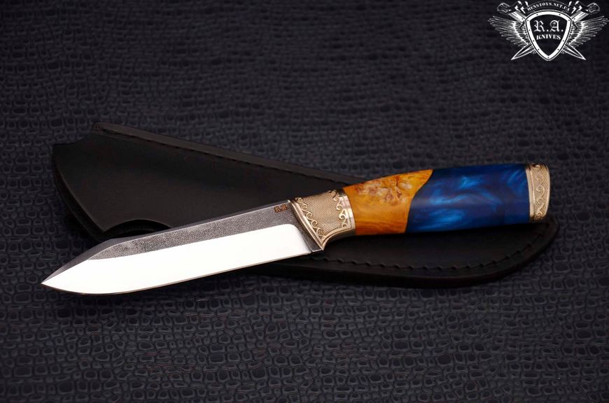Нож ручной работы "Тихий" авторское литье, тризуб на тыльнике Н0403 фото