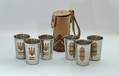Набор походный "Национальные" стаканы, рюмки, стопки, чарки 6 шт. ПН0002 фото