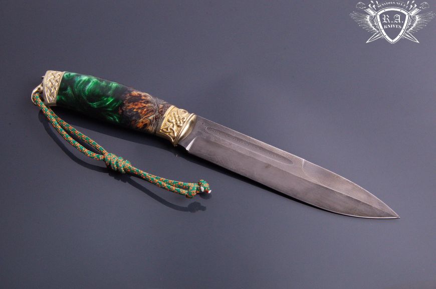Нож ручной работы "Окопник" дамасская сталь, гибрид Н0575 фото
