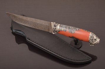 Нож из дамасской стали "Фартовый" гибридная рукоять, масти карт Н0756 фото