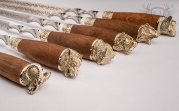 Набор шампуров "Охотничьи BIG" в колчане, литье - головы лесных животных Ш0003 фото