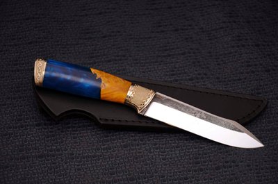 Нож ручной работы "Тихий" авторское литье, тризуб на тыльнике Н0403 фото