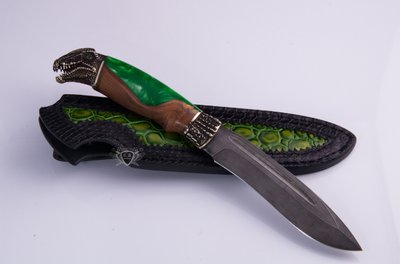 Эксклюзивный нож с живым взглядом "Варан" гибрид, дамасск НД0071 фото
