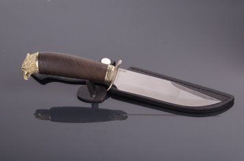 Нож ручной работы "Орлан" голова сокола, дуб Н0578 фото