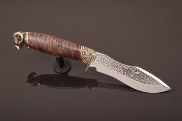 Нож из нержавеющей стали "Архар" травление барана на клинке Н0738 фото