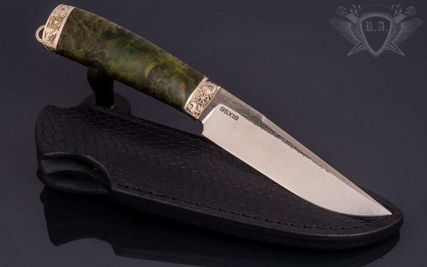 Авторский нож "Изумруд" сталь 95Х18, кап клена Н0965 фото