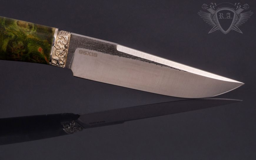 Авторский нож "Изумруд" сталь 95Х18, кап клена Н0965 фото
